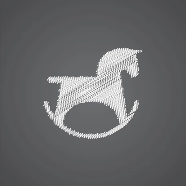 Cavallo giocattolo schizzo logo doodle ico — Vettoriale Stock