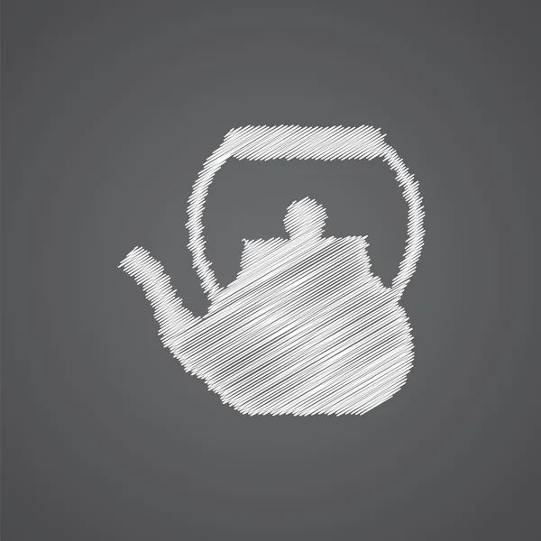 Théière croquis logo doodle ico — Image vectorielle