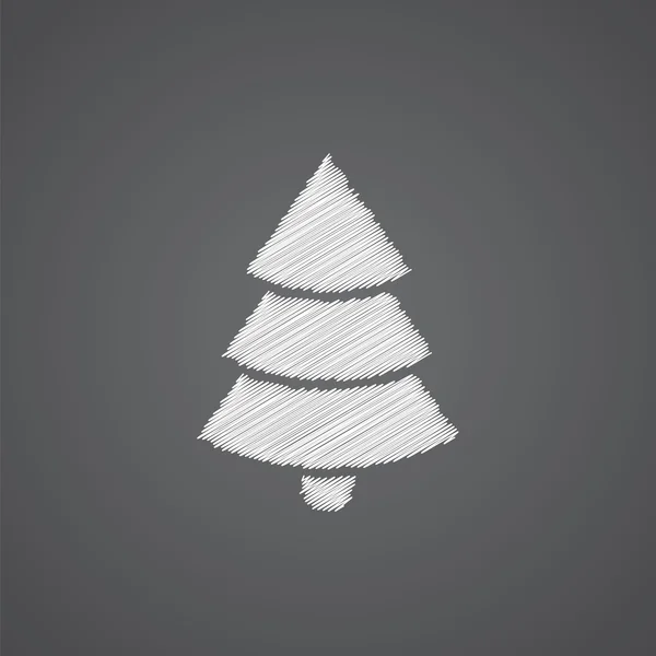 Dibujo del árbol de Navidad logo doodle ico — Archivo Imágenes Vectoriales