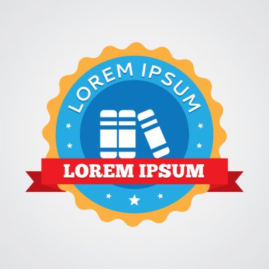 Kitaplar vintage rozet, etiket ICO