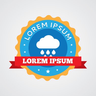 bulut yağmur vintage rozet, etiket ICO