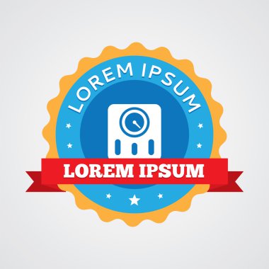 Fitness ölçekler vintage rozet, etiket ICO