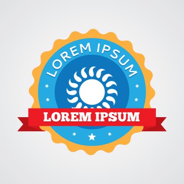 Güneş vintage rozet, etiket ICO