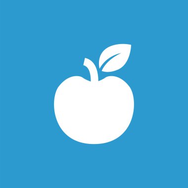 elma simgesi, mavi arka plan üzerinde beyaz