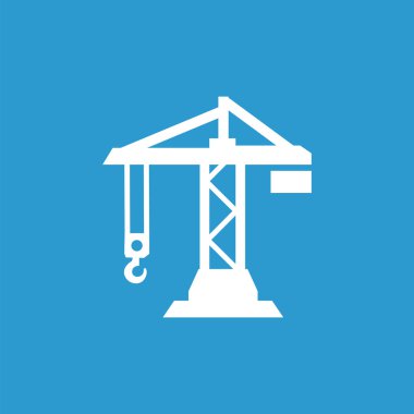 Vinç simgesi, mavi arka plan üzerinde beyaz bina