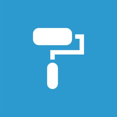 boya silindiri simgesi, mavi arka plan üzerinde beyaz