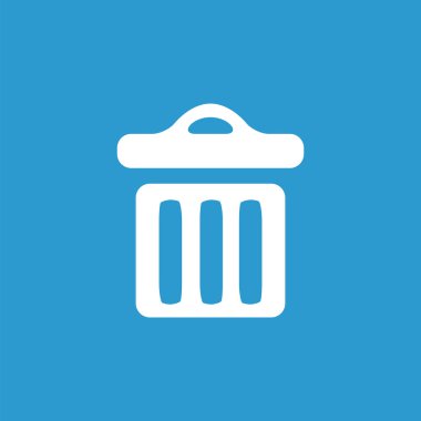 çöp kutusu simgesini, mavi arka plan üzerinde beyaz