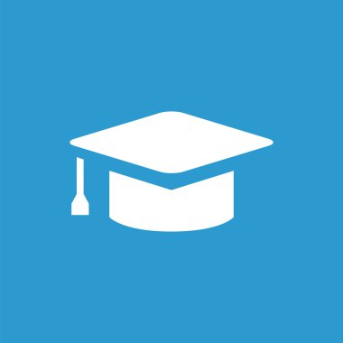 Eğitim simgesi, mavi arka plan üzerinde beyaz