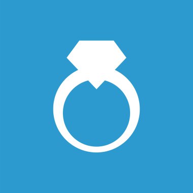 Takı yüzük simgesi, mavi arka plan üzerinde beyaz