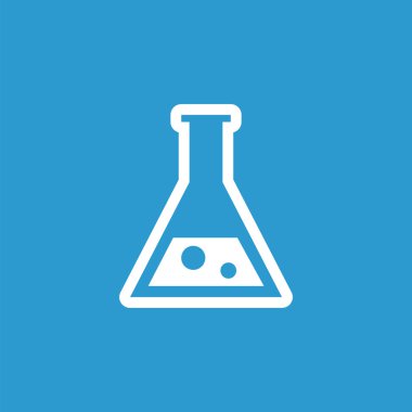 Laboratuvar simgesi, mavi arka plan üzerinde beyaz