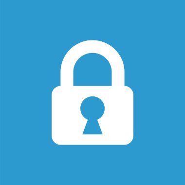 kilit simgesi, mavi arka plan üzerinde beyaz