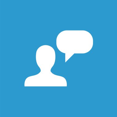 Görüşme simgesi, mavi arka plan üzerinde beyaz