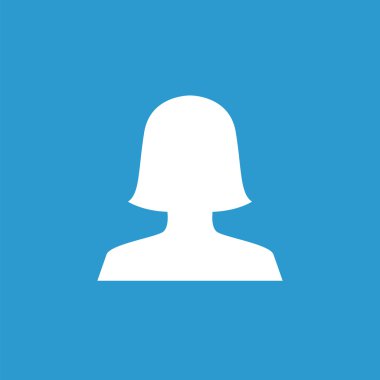 kadın profili simgesinin, mavi arka plan üzerinde beyaz