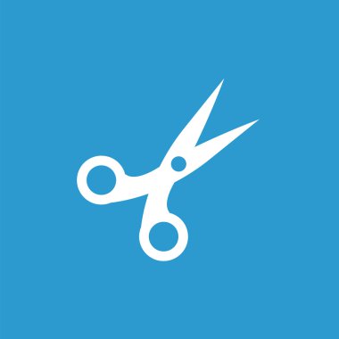 makas simgesi, mavi arka plan üzerinde beyaz