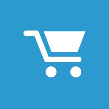 alışveriş sepeti simgesini, mavi arka plan üzerinde beyaz