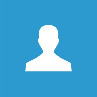 erkek profili simgesinin, mavi arka plan üzerinde beyaz