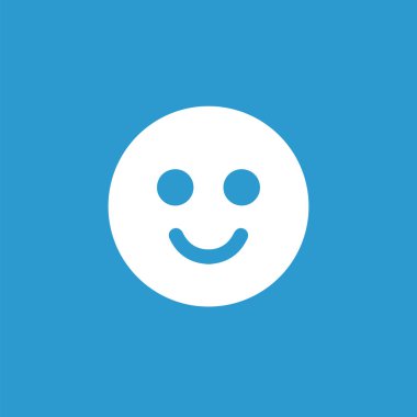 simge, mavi arka plan üzerinde beyaz gülümseme