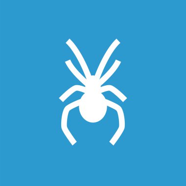 örümcek simgesi, mavi arka plan üzerinde beyaz