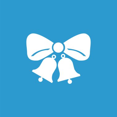 Jingle bells simgesi, mavi arka plan üzerinde beyaz