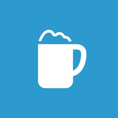 kapuçino simgesi, mavi arka plan üzerinde beyaz