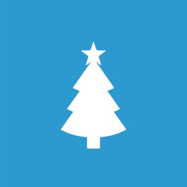 Noel ağacı simgesini, mavi arka plan üzerinde beyaz