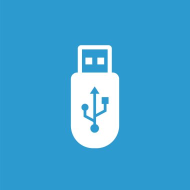 USB simge, mavi arka plan üzerinde beyaz