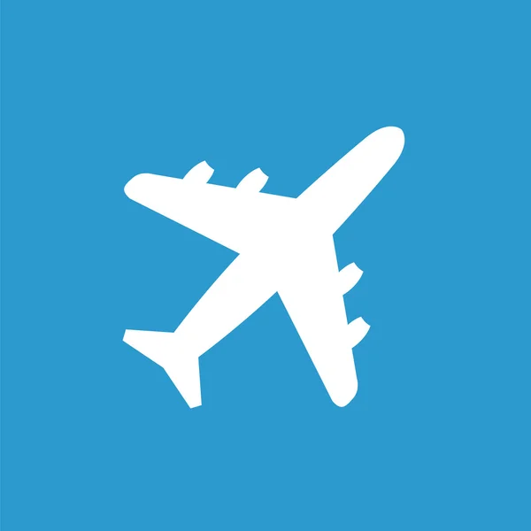 Ikon pesawat terbang, putih di latar belakang biru - Stok Vektor