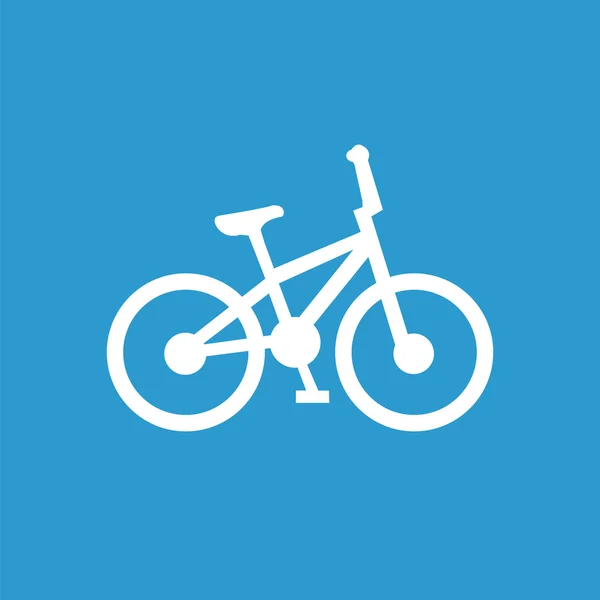 Ikon sepeda, putih di latar belakang biru - Stok Vektor