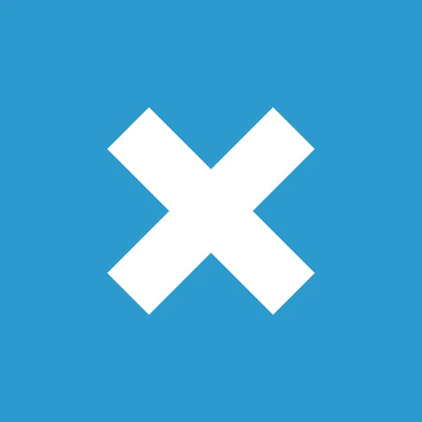 Cerrar icono, blanco sobre el fondo azul — Vector de stock