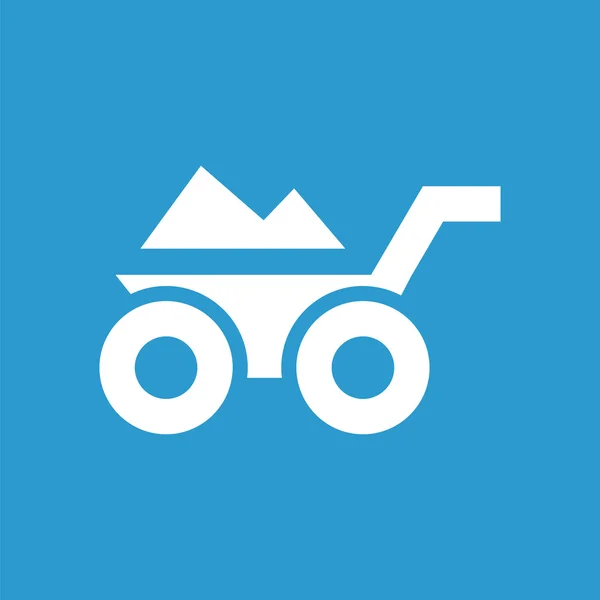 Construção ícone carrinho de mão, branco no fundo azul — Vetor de Stock