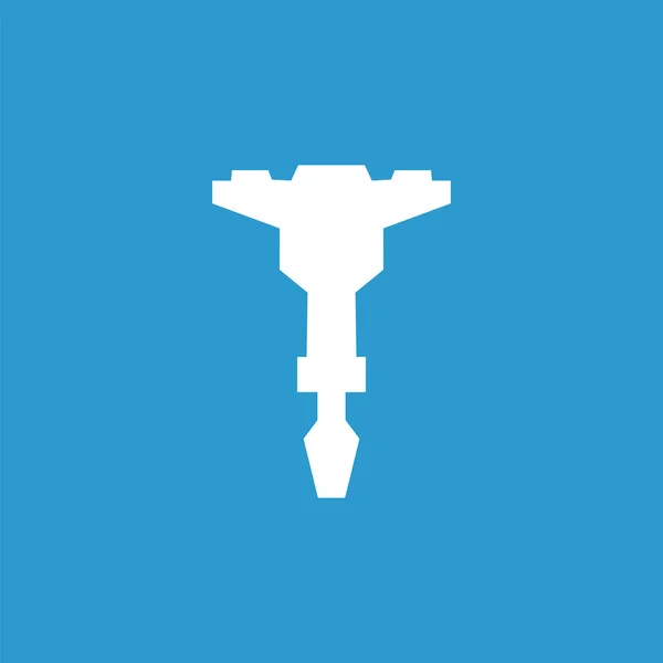 Jackhammer icon, white on the blue background — Stock Vector