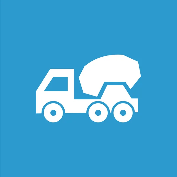 Betonmixer pictogram, wit op de blauwe achtergrond — Stockvector