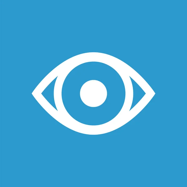 Pictogram van een oog, wit op de blauwe achtergrond — Stockvector