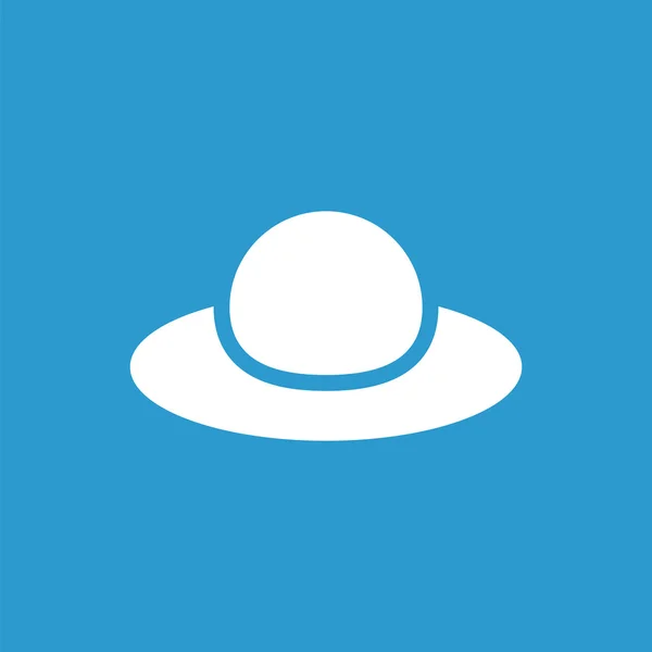 Vrouw hoed pictogram, wit op de blauwe achtergrond — Stockvector
