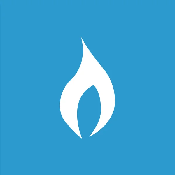 Ícone de fogo, branco no fundo azul — Vetor de Stock