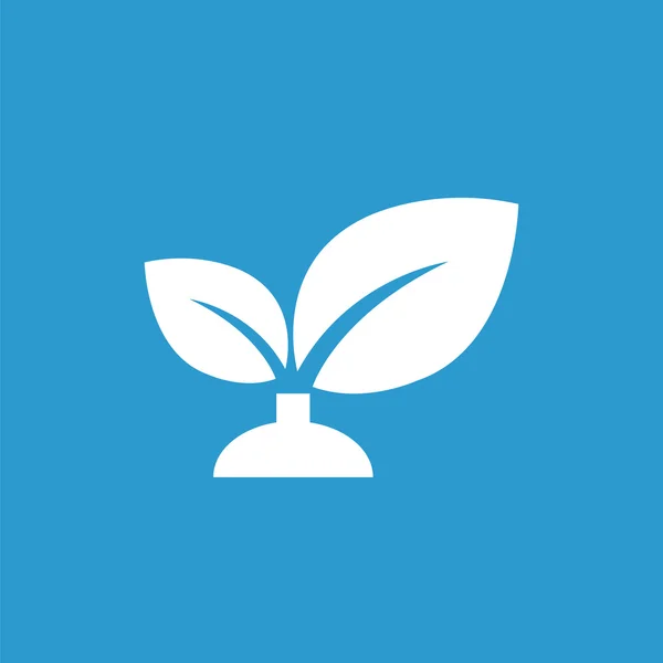 Icône de la plante, blanc sur le fond bleu — Image vectorielle