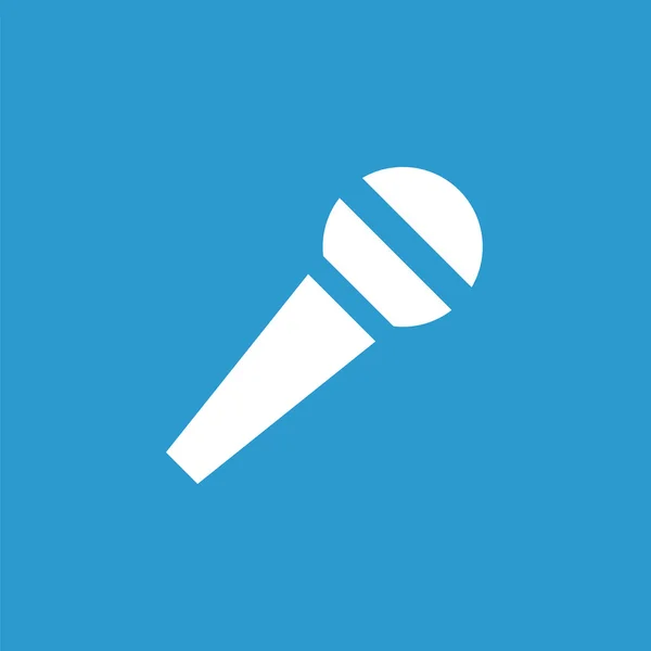 Icona del microfono, bianco sullo sfondo blu — Vettoriale Stock