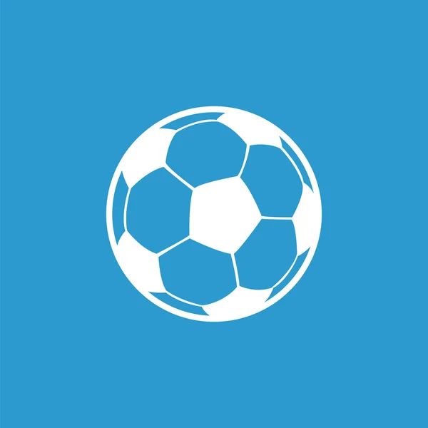 Icono de la pelota de fútbol, blanco sobre el fondo azul — Vector de stock