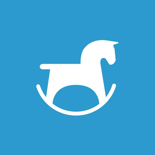 Ícone de brinquedo de cavalo, branco no fundo azul — Vetor de Stock