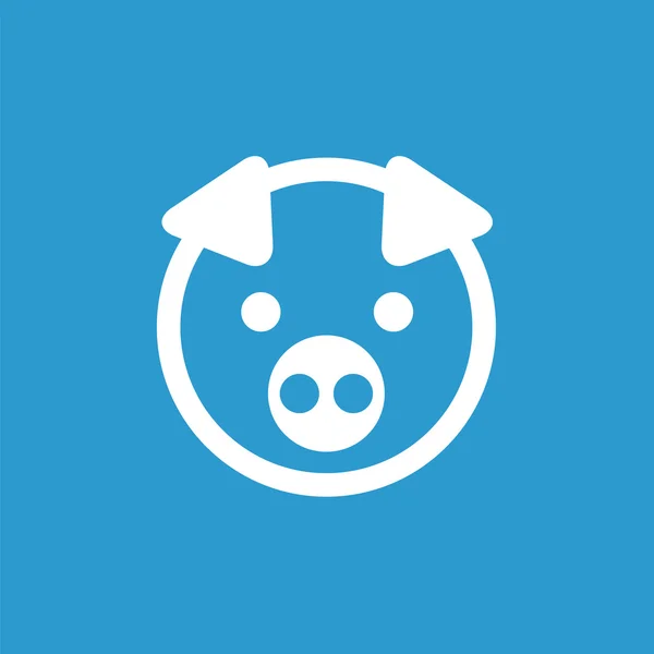 Ícone de porco, branco no fundo azul — Vetor de Stock