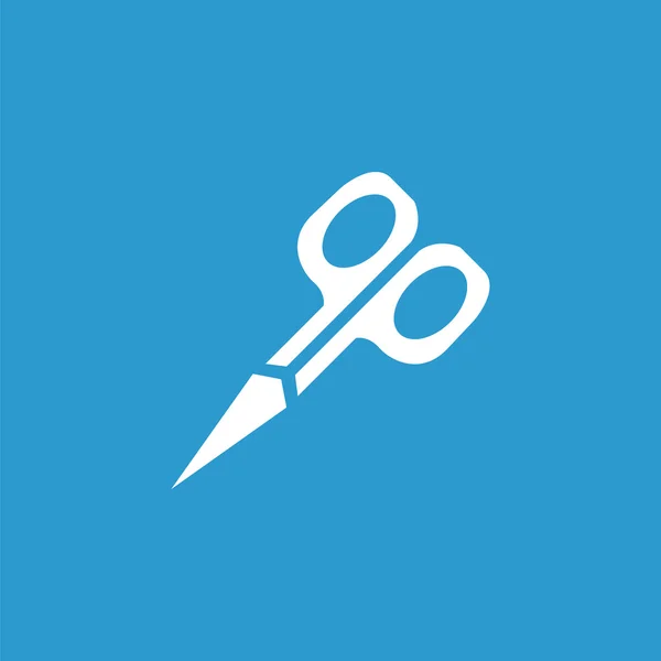 Nůžky ikona, bílá na modrém pozadí — Stockový vektor