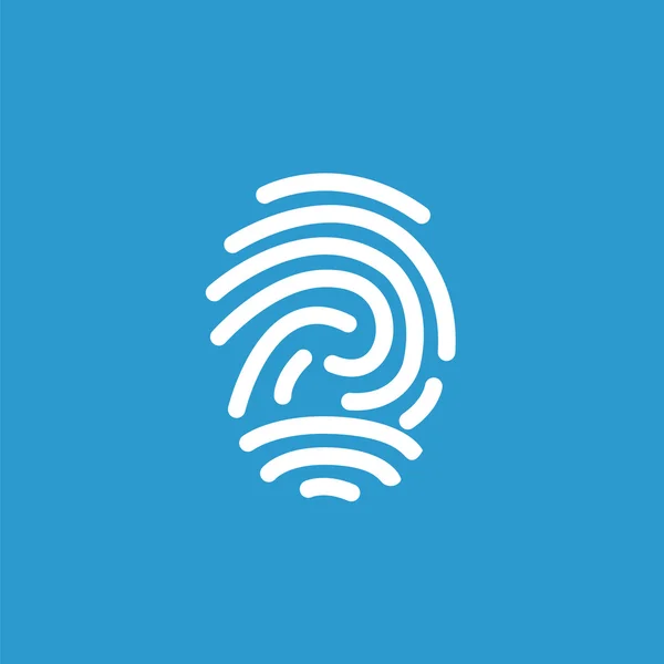 Fingerprint icon, white on the blue background — Stock Vector