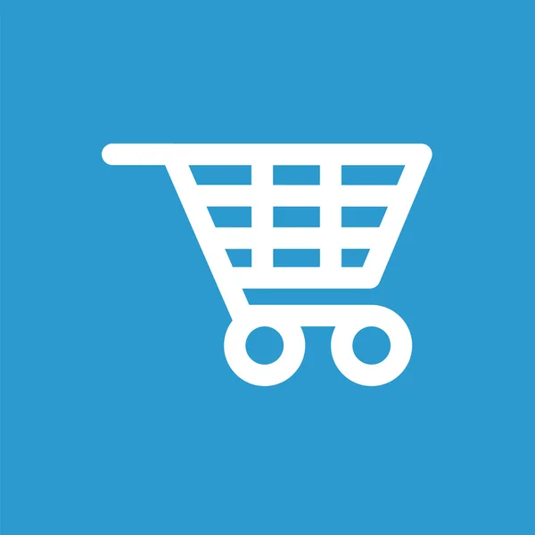Ícone do carrinho de compras, branco no fundo azul — Vetor de Stock