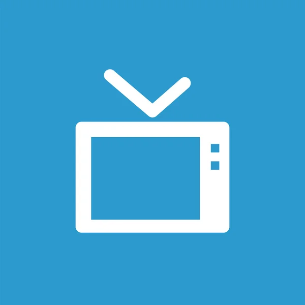 Εικονίδιο τηλεόραση, άσπρο σε φόντο μπλε — Διανυσματικό Αρχείο