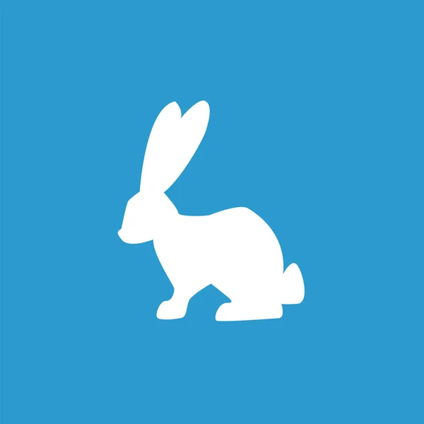 Icône de lapin, blanc sur le fond bleu — Image vectorielle