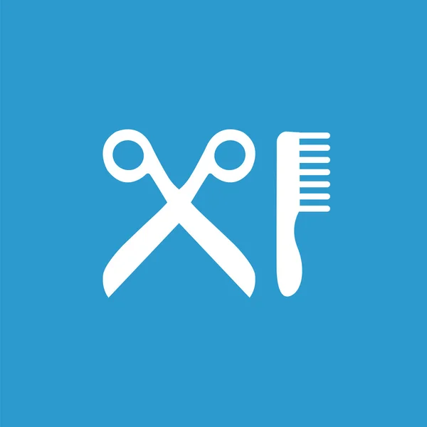 Ícone barbearia, branco no fundo azul — Vetor de Stock