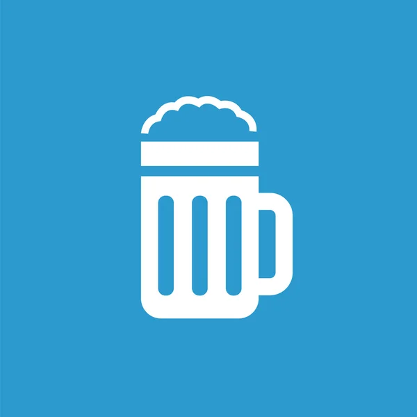 Vaso de cerveza icono, blanco sobre el fondo azul — Vector de stock