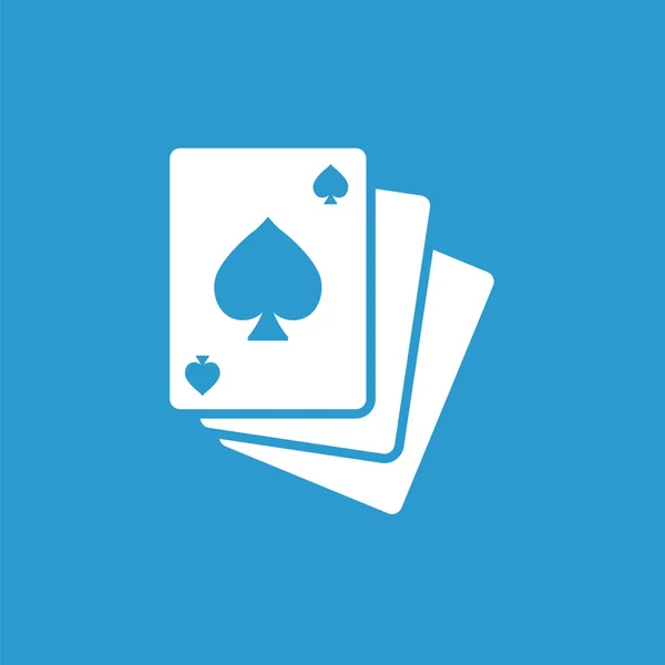 Ícone de poker, branco no fundo azul — Vetor de Stock