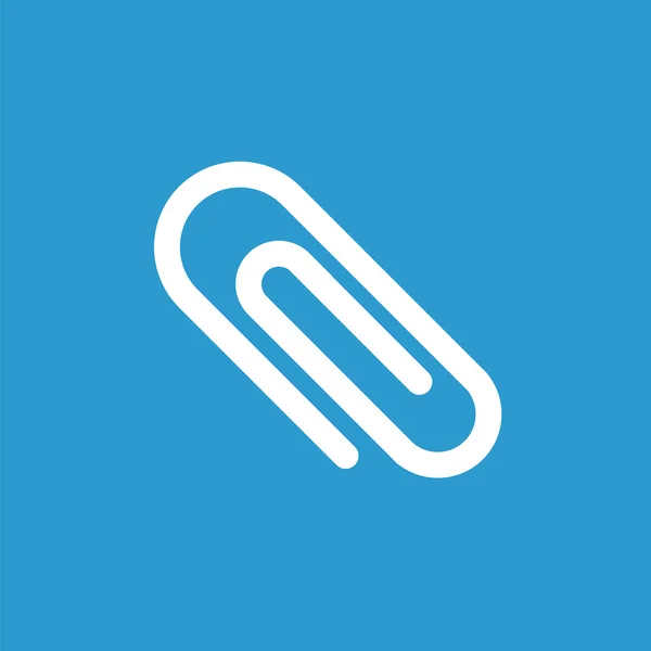 Icono del clip, blanco sobre el fondo azul — Vector de stock