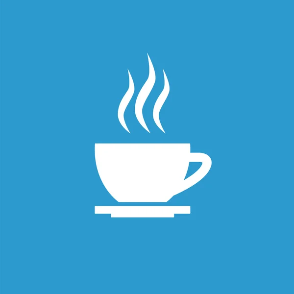 Крышка иконка чая, белый на синем фоне — стоковый вектор